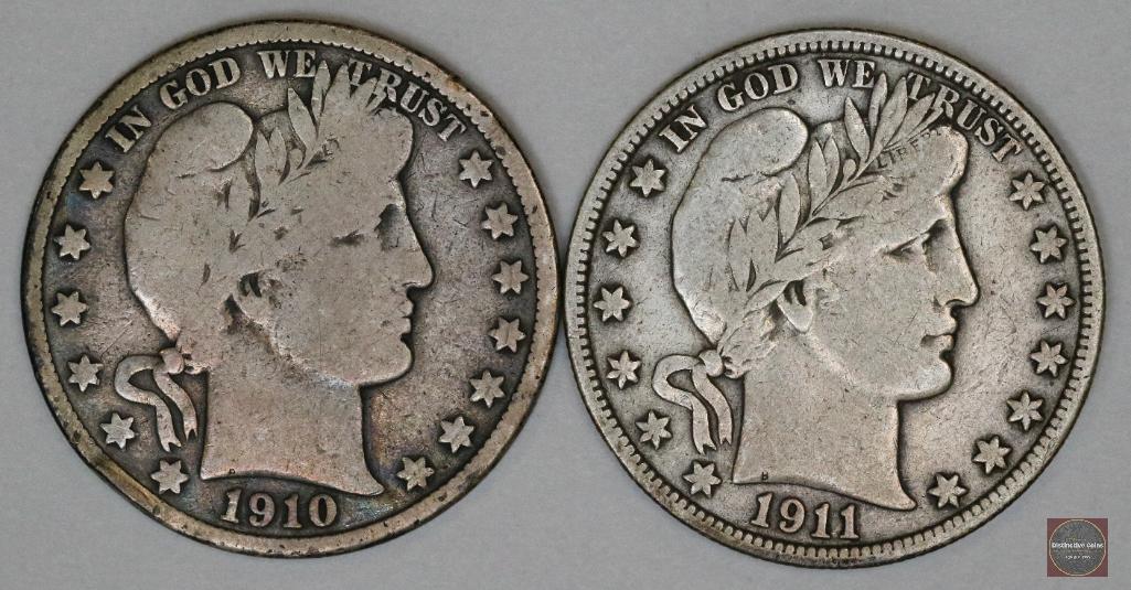 Group of (2) Barber Silver Half Dollars (1 of 2)