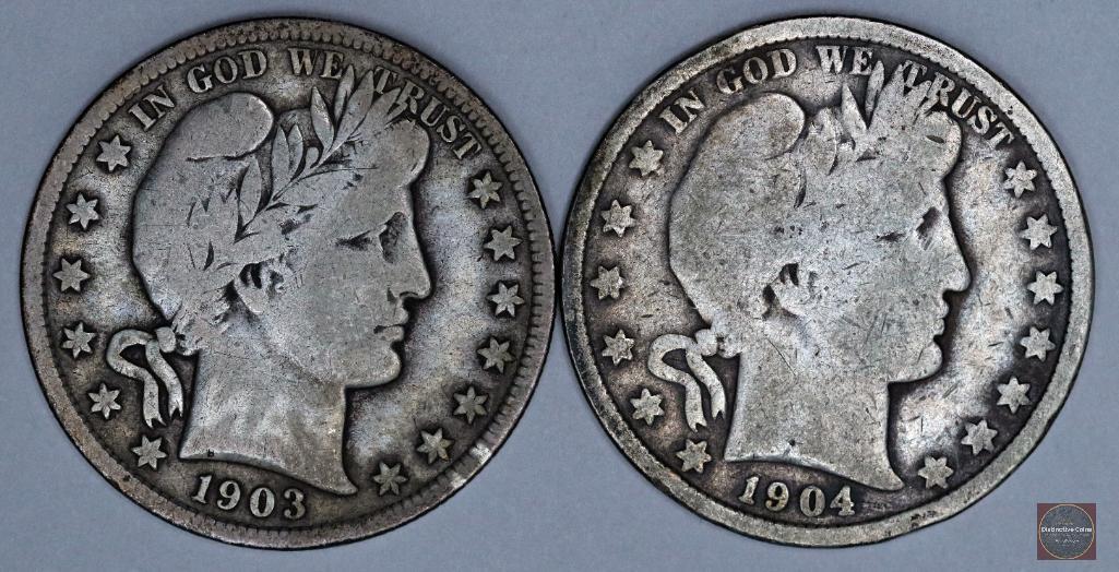 Group of (2) Barber Silver Half Dollars (1 of 2)