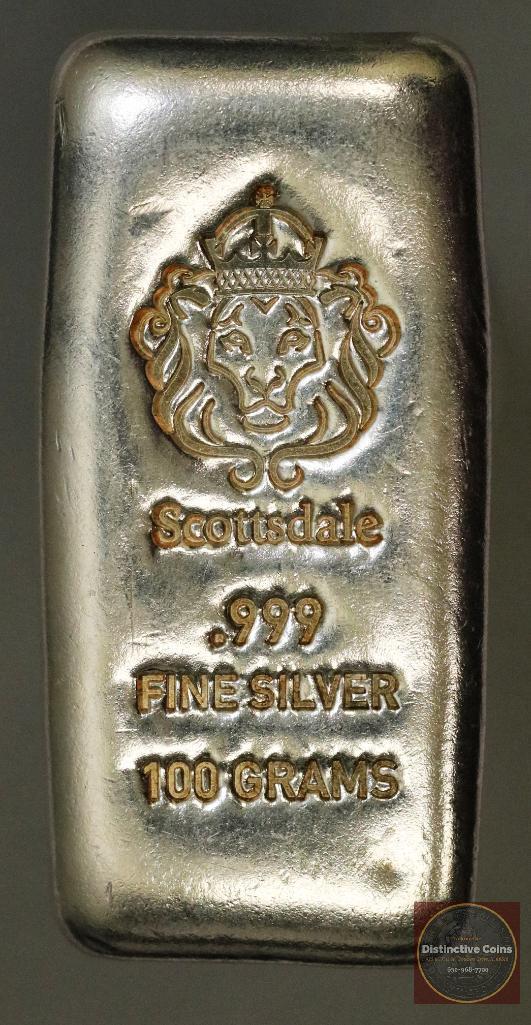 Scottsdale 100 Grams .999 Fine Silver Ingot (1 of 4)