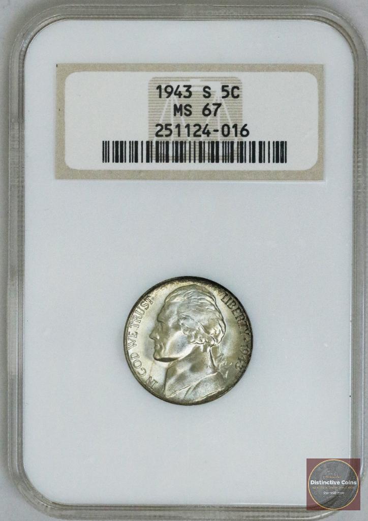 1943 S Jefferson Wartime Nickel (NGC) MS67 (1 of 4)