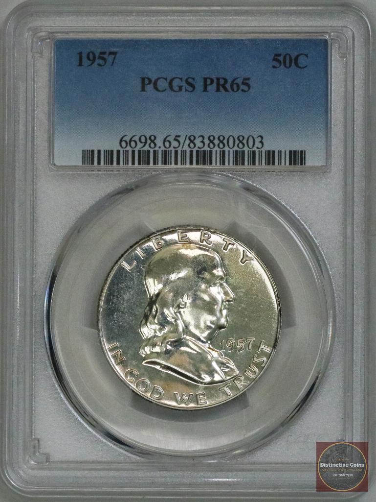 1957 P Franklin Silver Half Dollar (PCGS) PR65 (1 of 2)