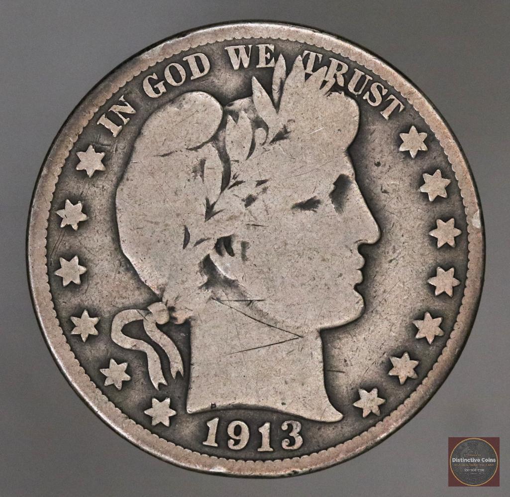 1913 P Barber Silver Half Dollar (1 of 2)
