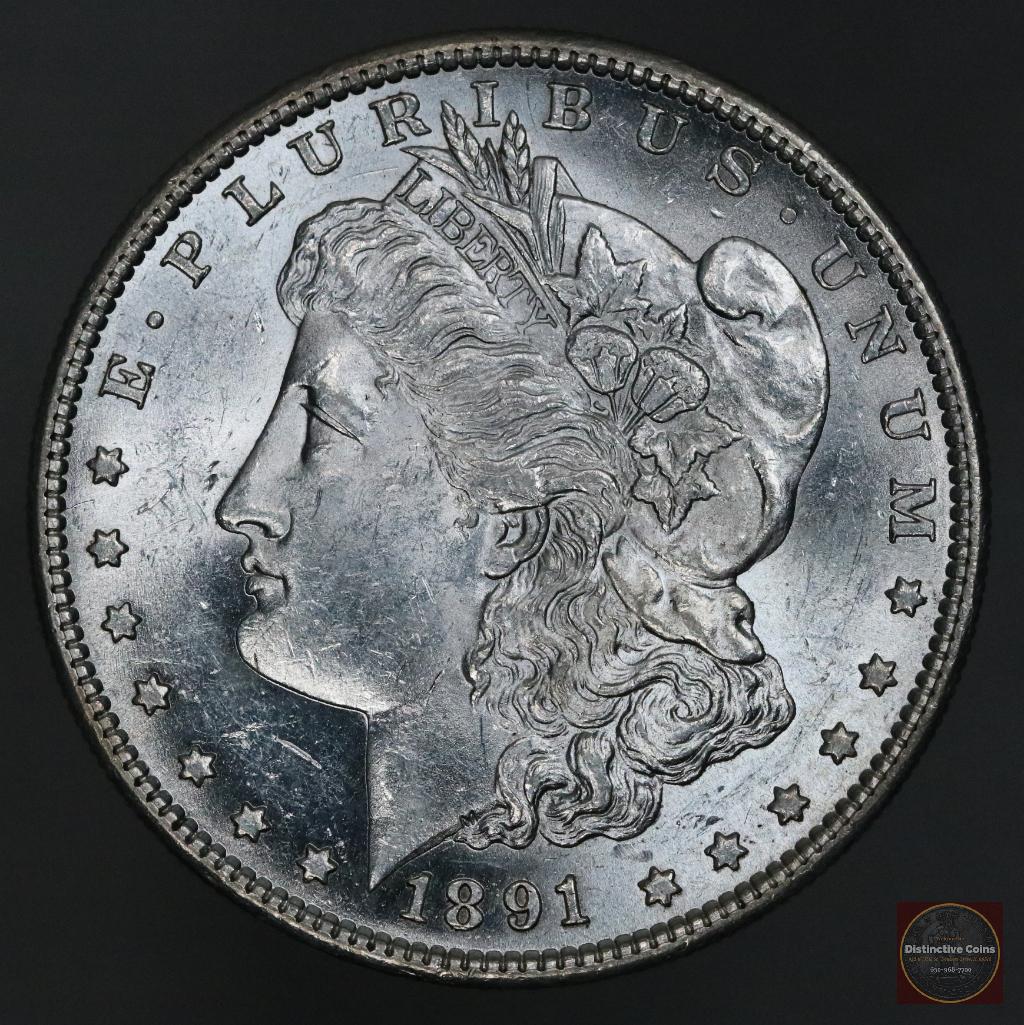 1891 S Morgan Silver Dollar: Uncirculated.