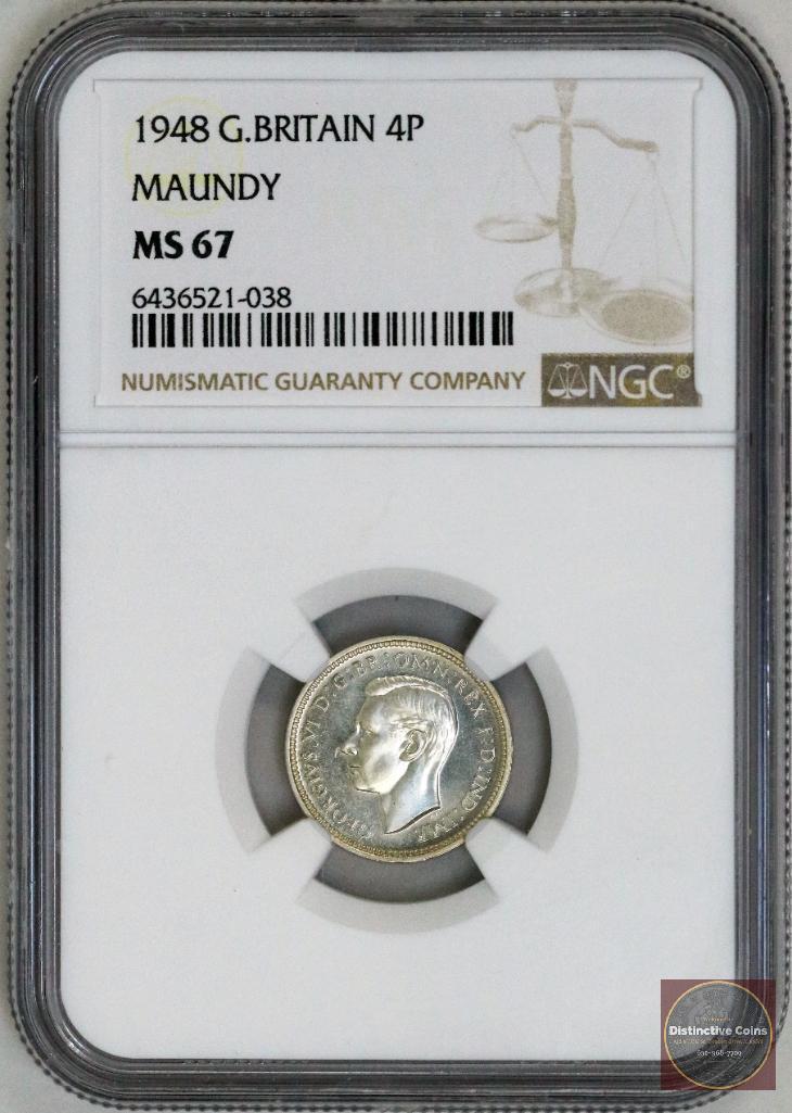 1948 Great Britain 4 Pence Maundy Silver (NGC) MS67 (1 of 4)