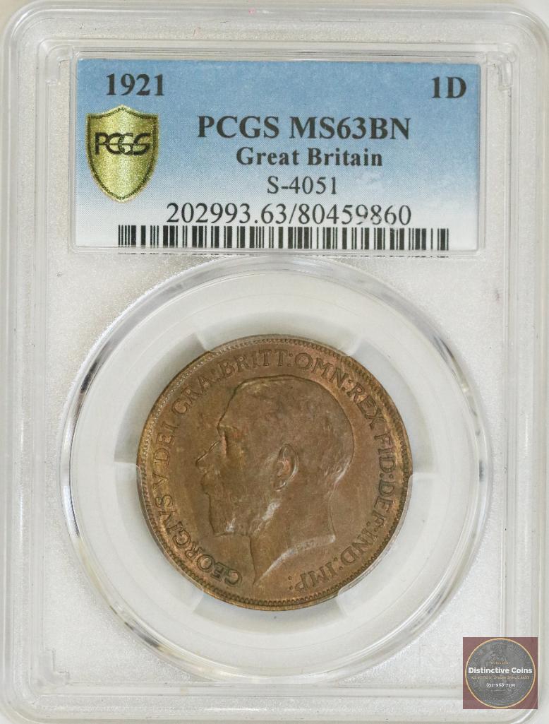 1921 Great Britain One Penny (PCGS) MS63BN (1 of 2)