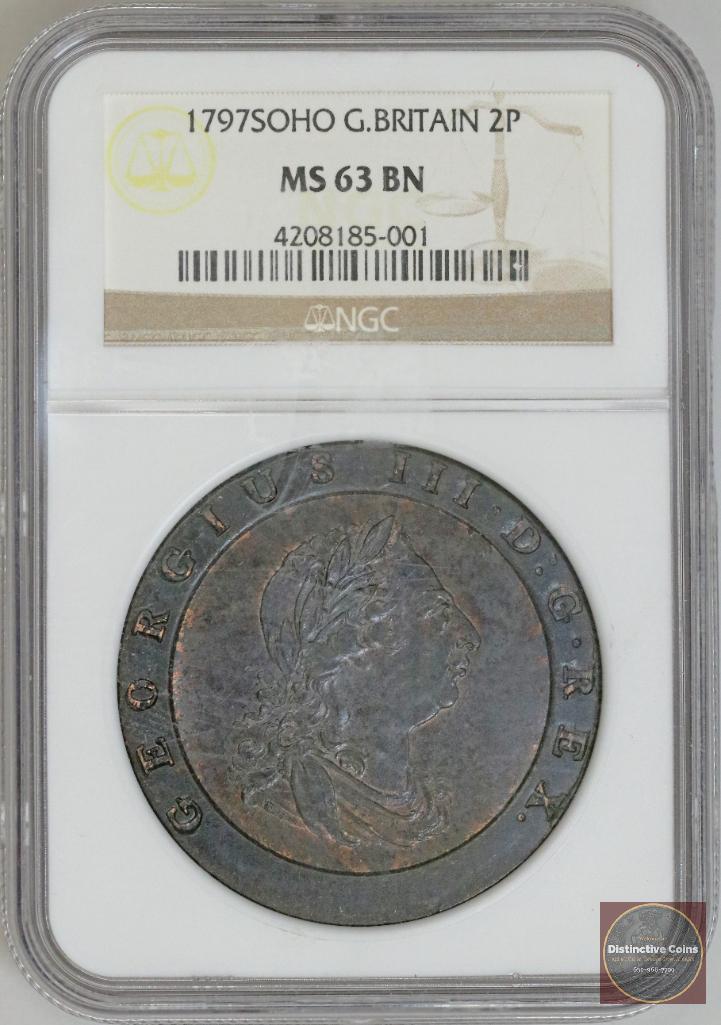 1797 SOHO Great Britain 2 Pence (NGC) MS63 BN (1 of 2)