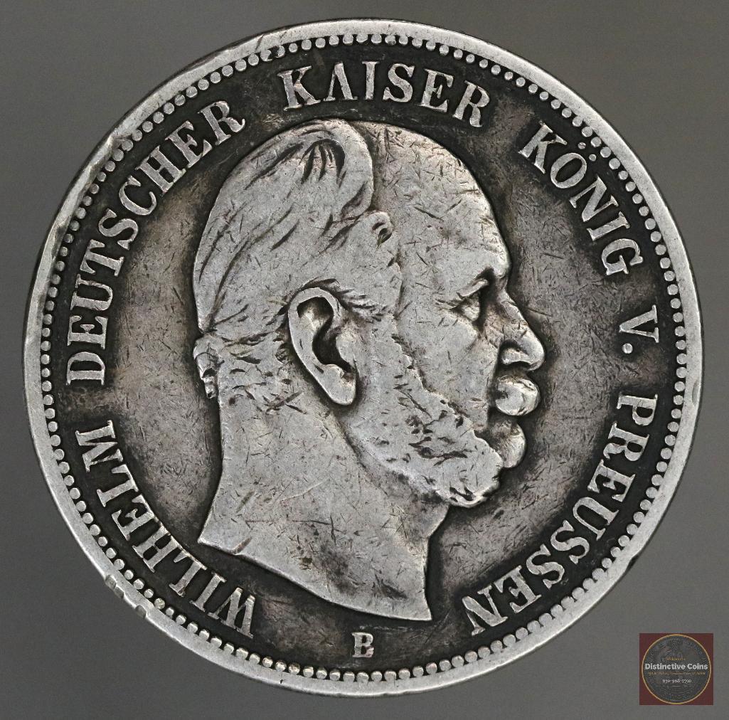 1876 B German States PRUSSIA 5 Mark Silver (1 of 2)