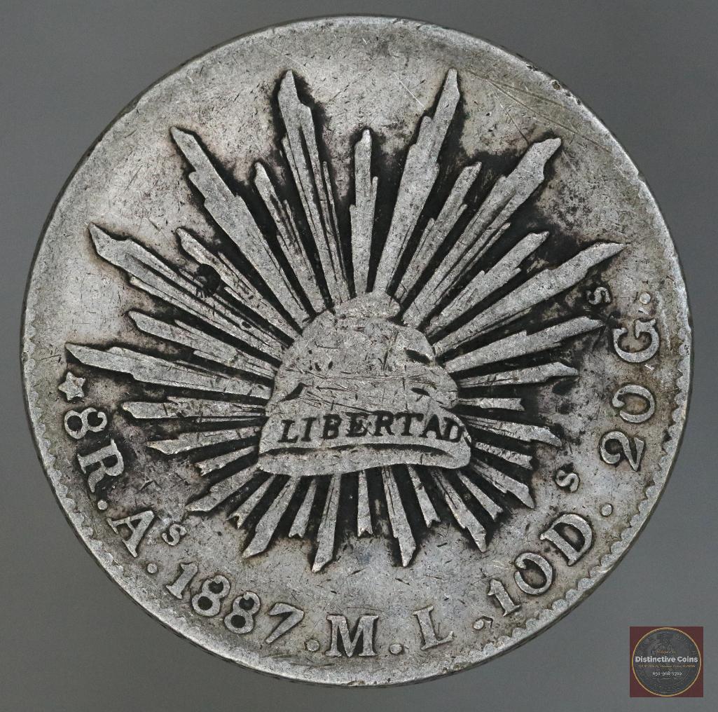 1887 As ML Mexico FIRST REPUBLIC 8 Reales Silver (1 of 2)