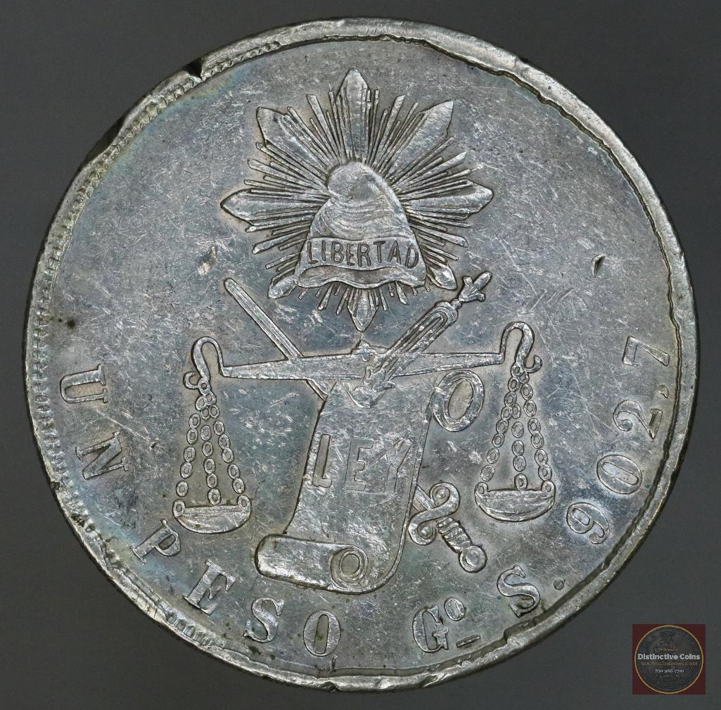 1872 Go S Mexico SECOND REPUBLIC Peso Silver (1 of 2)