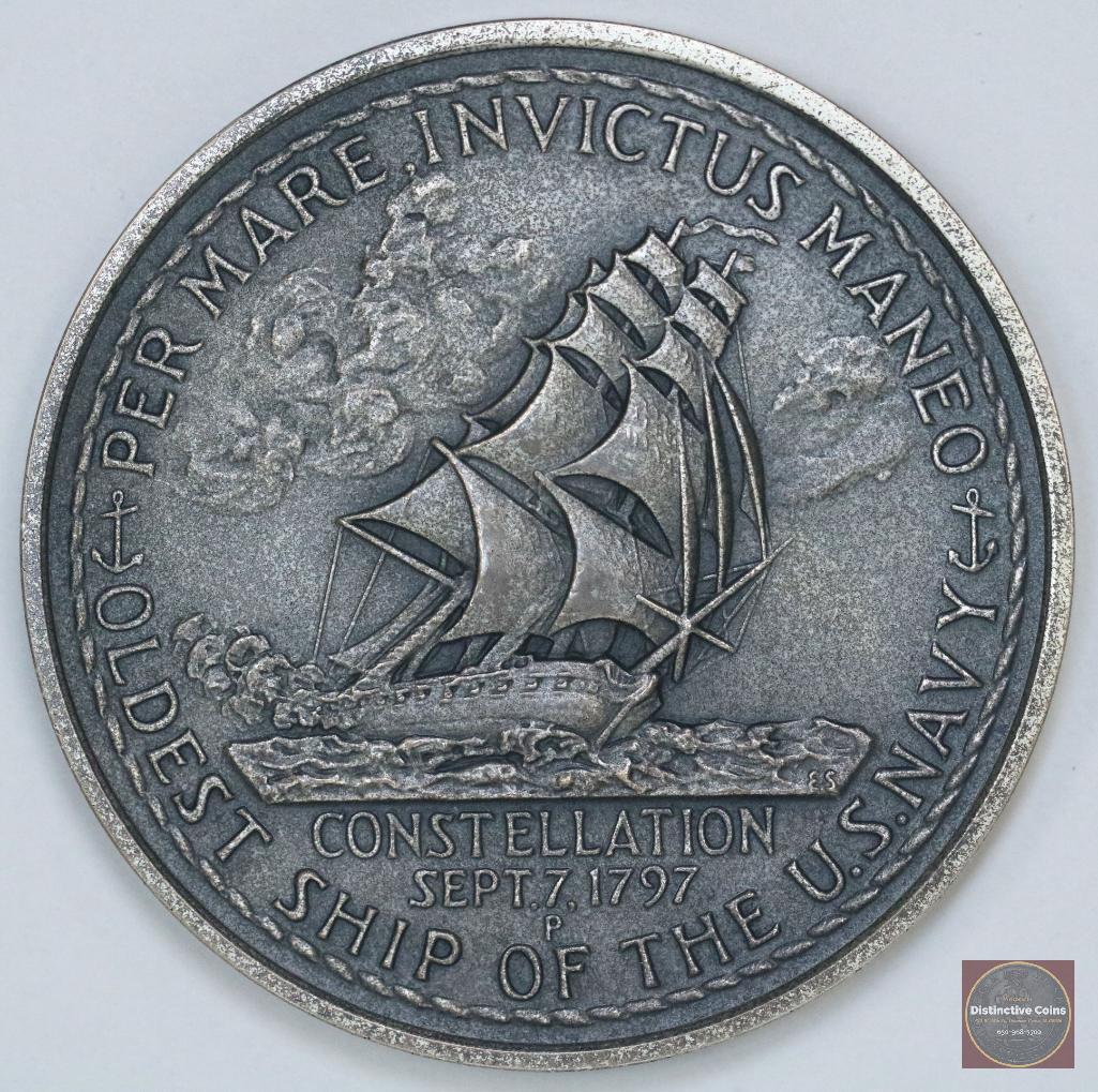 9 OUNCES STERLING SILVER! 1972-P Medal D1972-2b Silver 76mm U.S.S. Constellation (Special Strike) (1 of 3)