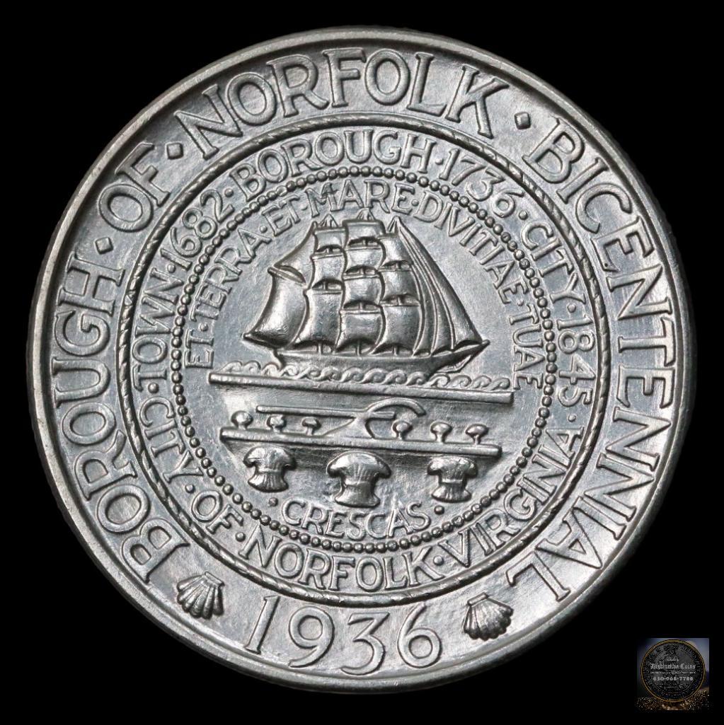 1936 Norfolk Commemorative Silver Half Dollar (1 of 2)