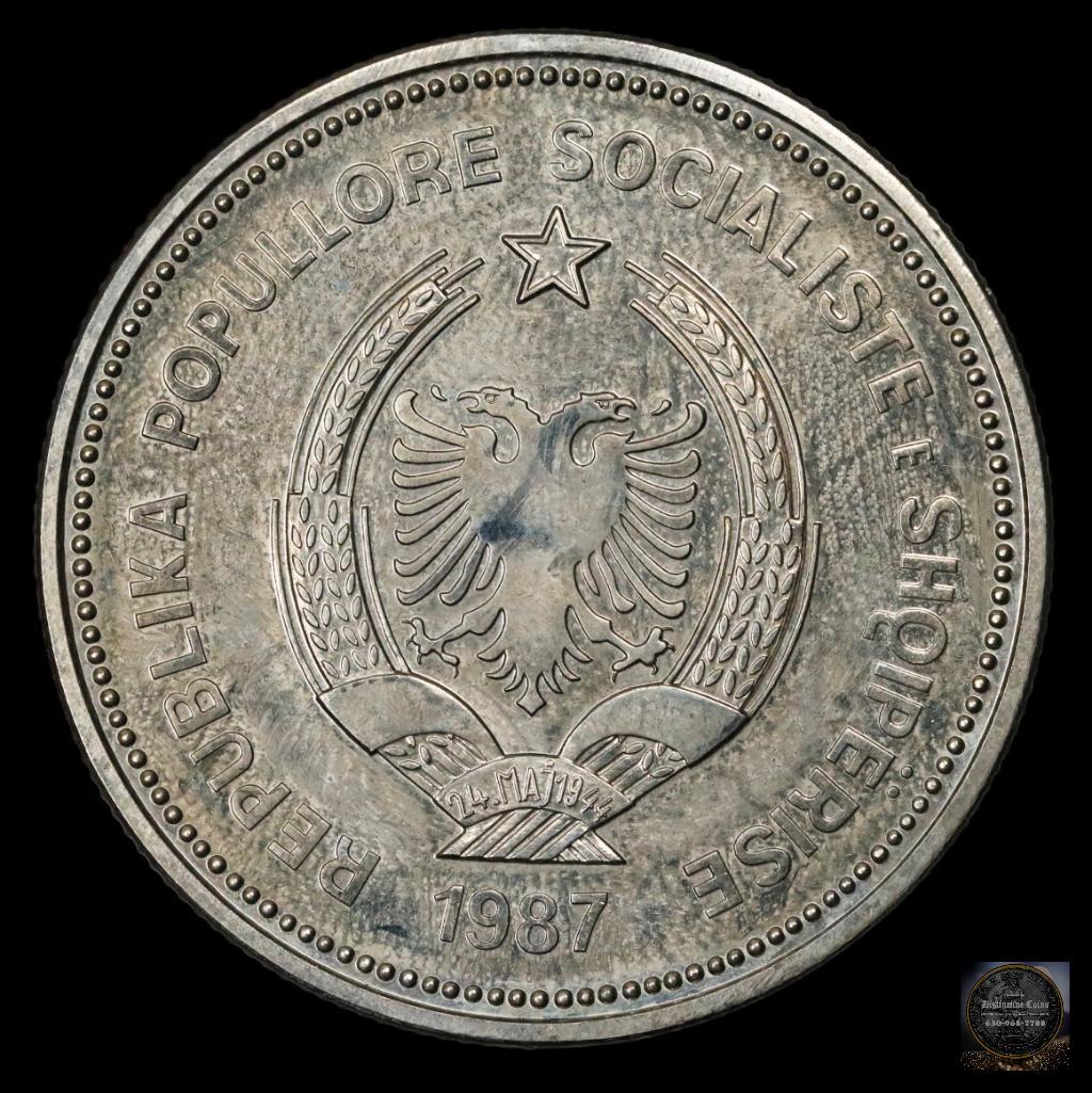1987 Albania 5 Leke: K# 57, Beautifully Uncirculated.