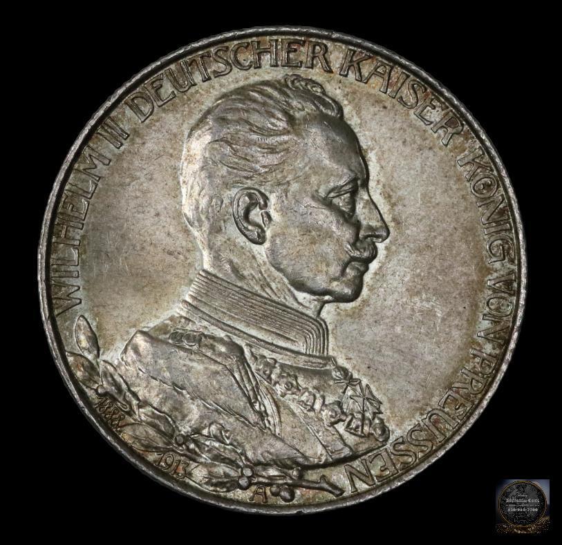 GERMAN STATES - PRUSSIA 1913 A 2 MARK K-533 LT TND UNC: GERMAN STATES - PRUSSIA 1913 A 2 MARK K-533 LT TND UNC