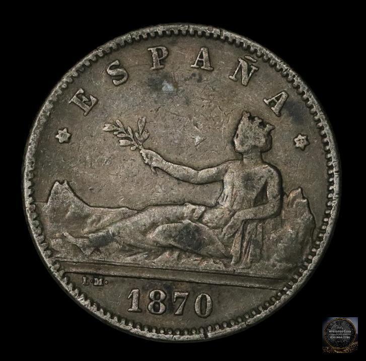 SPAIN 1870(73) PESETA K-653 VF: SPAIN 1870(73) PESETA K-653 VF