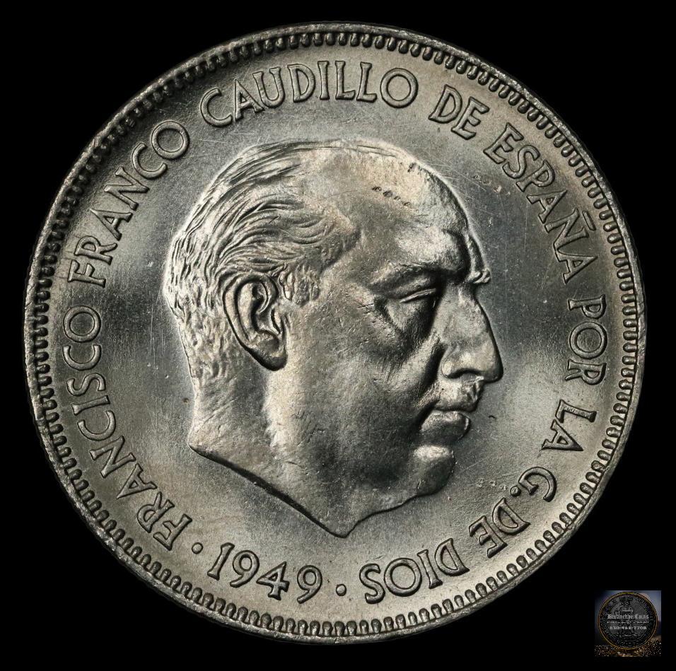 SPAIN 1949(49) 5 PESETAS K-778 GEM: SPAIN 1949(49) 5 PESETAS K-778 GEM