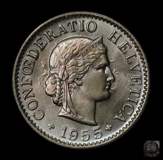 SWITZERLAND 1955 B 5 RAPPEN K-26 SUPER GEM CLASH DIE: SWITZERLAND 1955 B 5 RAPPEN K-26 SUPER GEM CLASH DIE