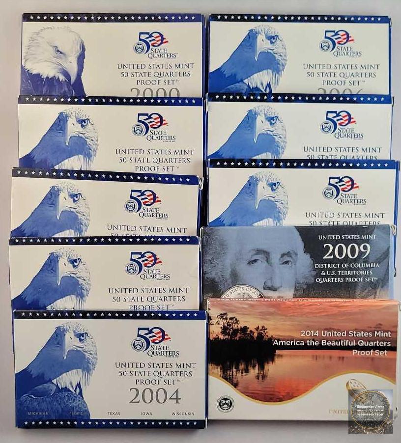Group of (10) U.S. Quarter Proof Sets 2000-2014 (1 of 1)
