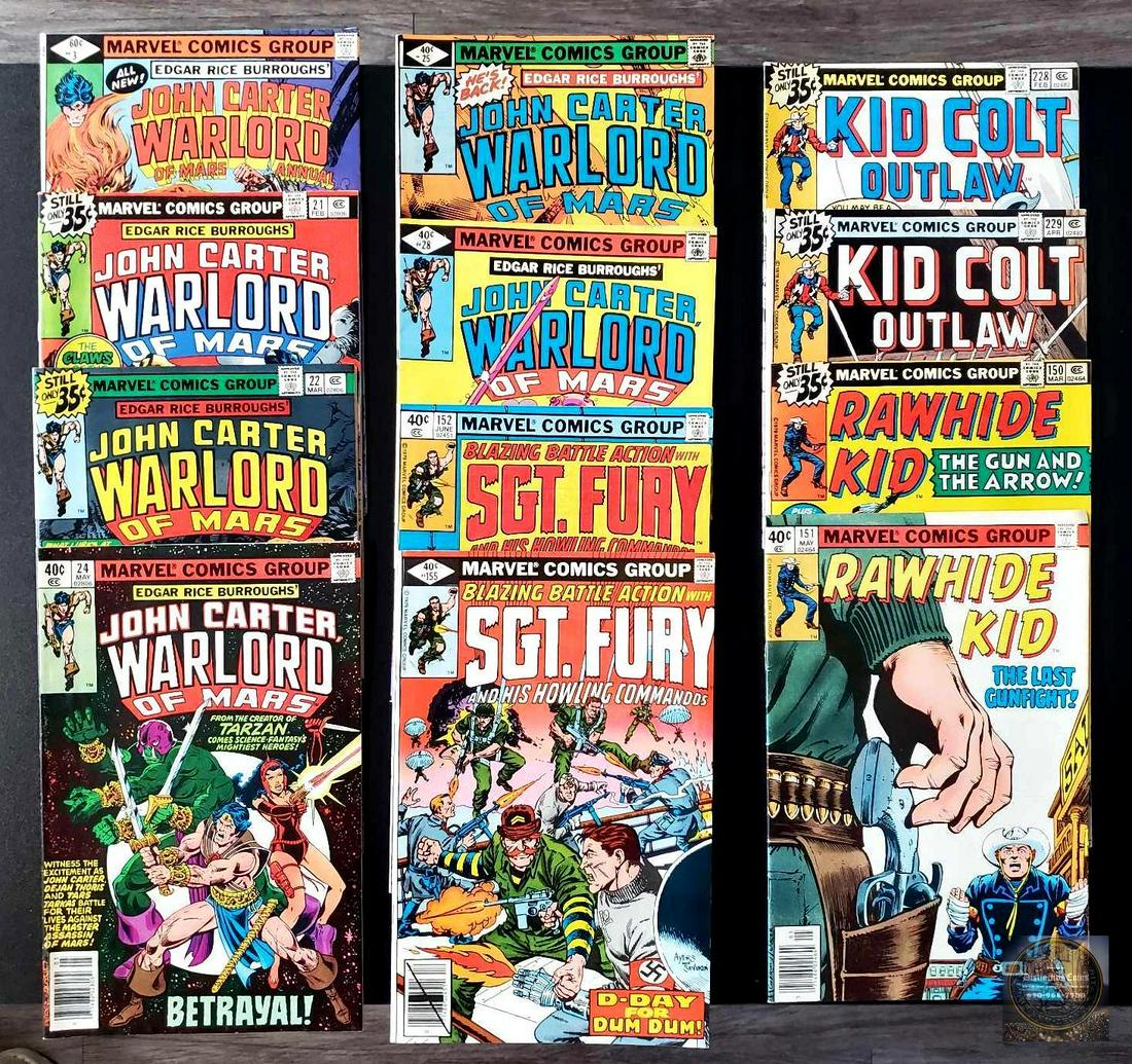 Mixed lot of 12 DC comics features John Carter, SGT. Fury, Kid Colt, & Rawhide (1 of 4)