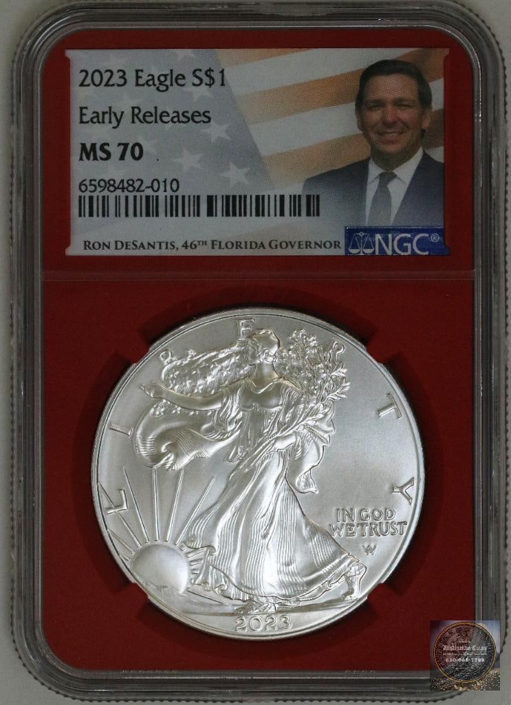 2023 American Silver Eagle 1oz. Ron DeSantis (NGC) MS70 Early Releases (1 of 2)