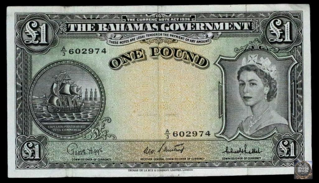1953 Bahamas 1 Pound Banknote (1 of 2)