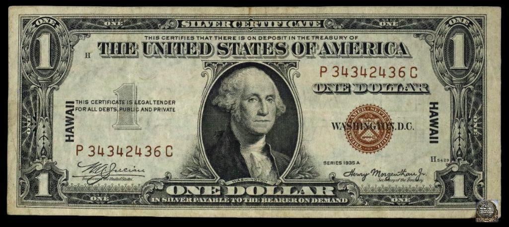 1935 A $1 Silver Certificate Note Hawaii (1 of 2)