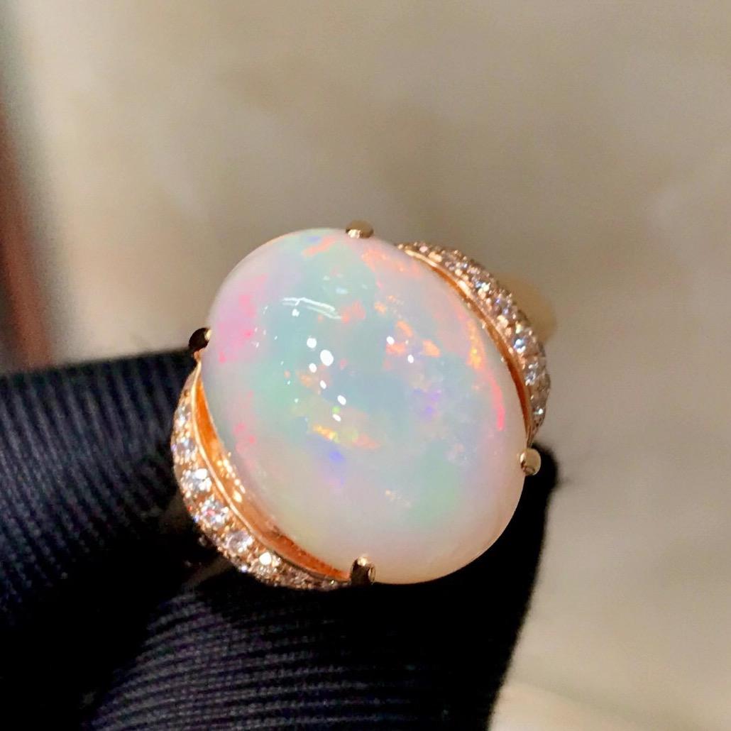 18K Rose Gold 7.51 CTW Opal & Diamond Ring (1 of 5)