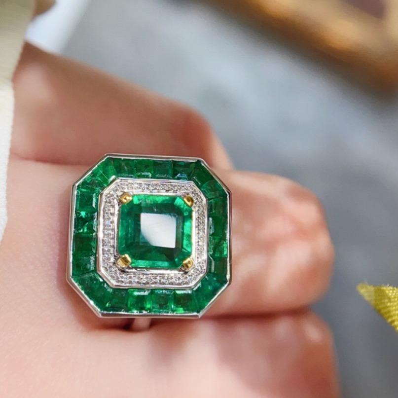 18K White Gold 3.3 CTW Emerald & Diamond Ring (1 of 3)