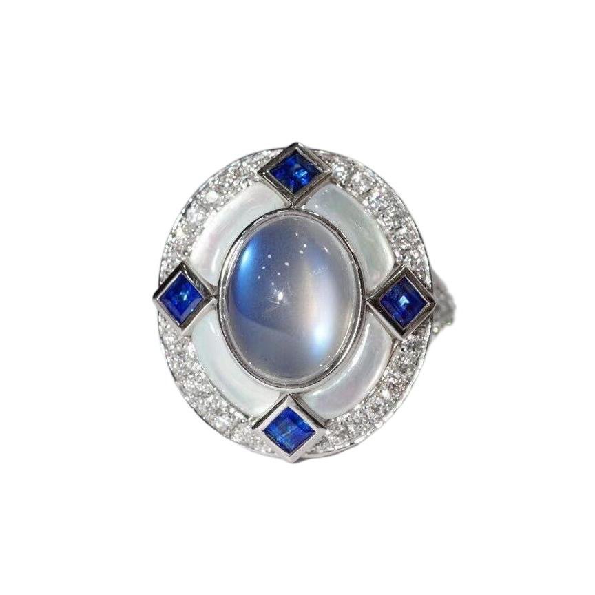 18K Gold 3.1 CTW Moonstone & Diamond Ring (1 of 3)