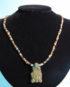 Egyptian Faience Bead Necklace: Hathor