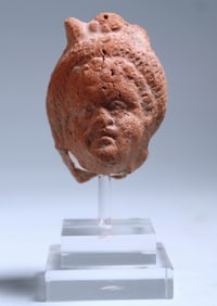 Egyptian Terracotta Head of Harpokrates