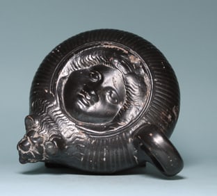Apulian Black Glazed Guttus: Medusa
