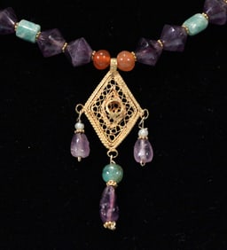 Byzantine Gold Filigree Pendant Necklace