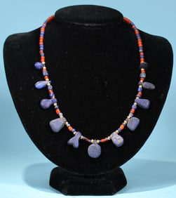 Bactrian Lapis and Carnelian Necklace