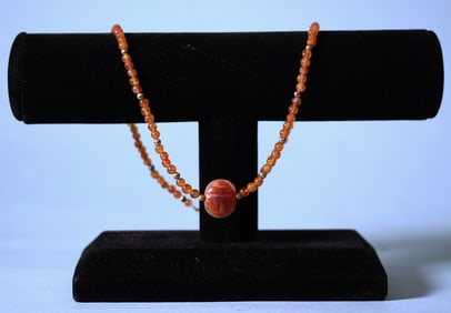 Phoenician Agate Scarab Necklace