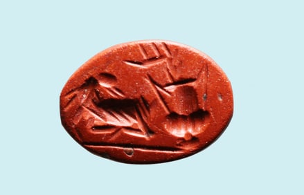 Roman Red Jasper Intaglio of a Goat
