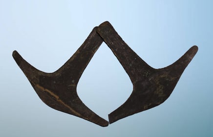 Two Pre-Columbian Aztec copper axe (tajadero) currency