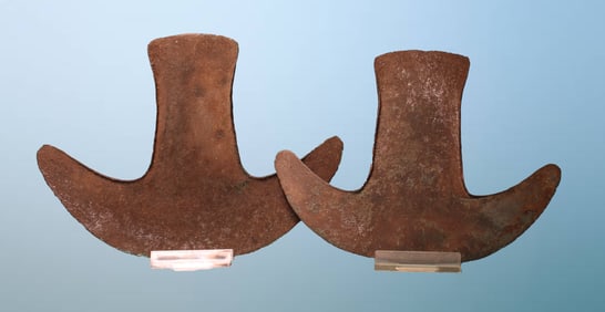 Two Aztec Copper Hoe or Axe Currency