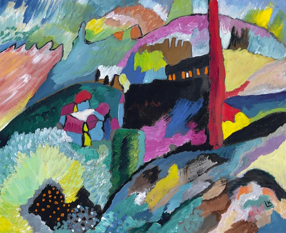 Gouache on paper Wassily Kandinsky Russian abstract landscape (1 of 2)