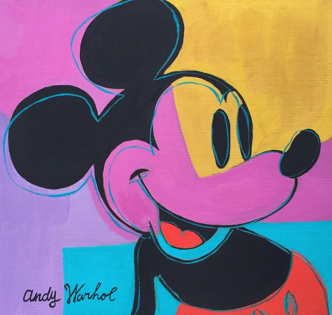 Andy Warhol acrylic on cardboard American pop art Mickey Mouse painting (1 of 2)
