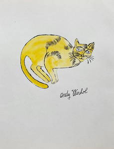 Ink watercolor on paper Andy Warhol American Pop Art cat