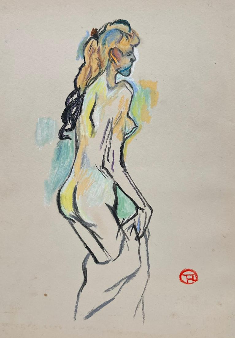 Henri de Toulouse-Lautrec pastel charcoal on paper French: Pastel, charcoal on paper, drawing. Signed lower right. From a private collection. 8,1 x 11,6 in. (20,5 x 29,5 cm). Henri de Toulouse-Lautrec (1864-1901, French). It is being sold in the manner or sty