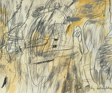 Mixed media on paper Cy Twombly American Abstract Expressionist: Mixed media on paper. Signed lower right. From a private collection. 8,1 x 10 in. (20,5 x 25,3 cm). Cy Twombly (1948-2011, American). It is being sold in the manner or style of the artist. Abstract