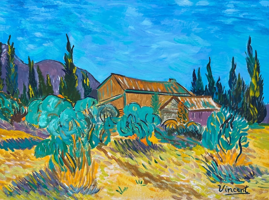 Vincent van Gogh Dutch tempera on cardboard Post-Impressionism landscape (1 of 2)
