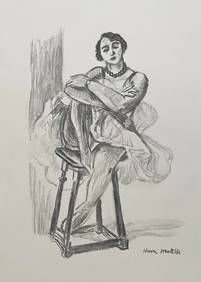 Charcoal on paper Henri Matisse after French Expressionist woman ballerina dancer (1 of 2)
