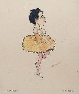 Legat chromolithograph Russian ballet caricature 1903 Pavlova theater lithograph print dance: Vintage chromolithograph. From a private collection. Lithograph from the series 'Russian Ballet in Caricatures', based on drawings by prominent Brothers Legates. Legate, N.G. (1869-1937), Legate, S.G.