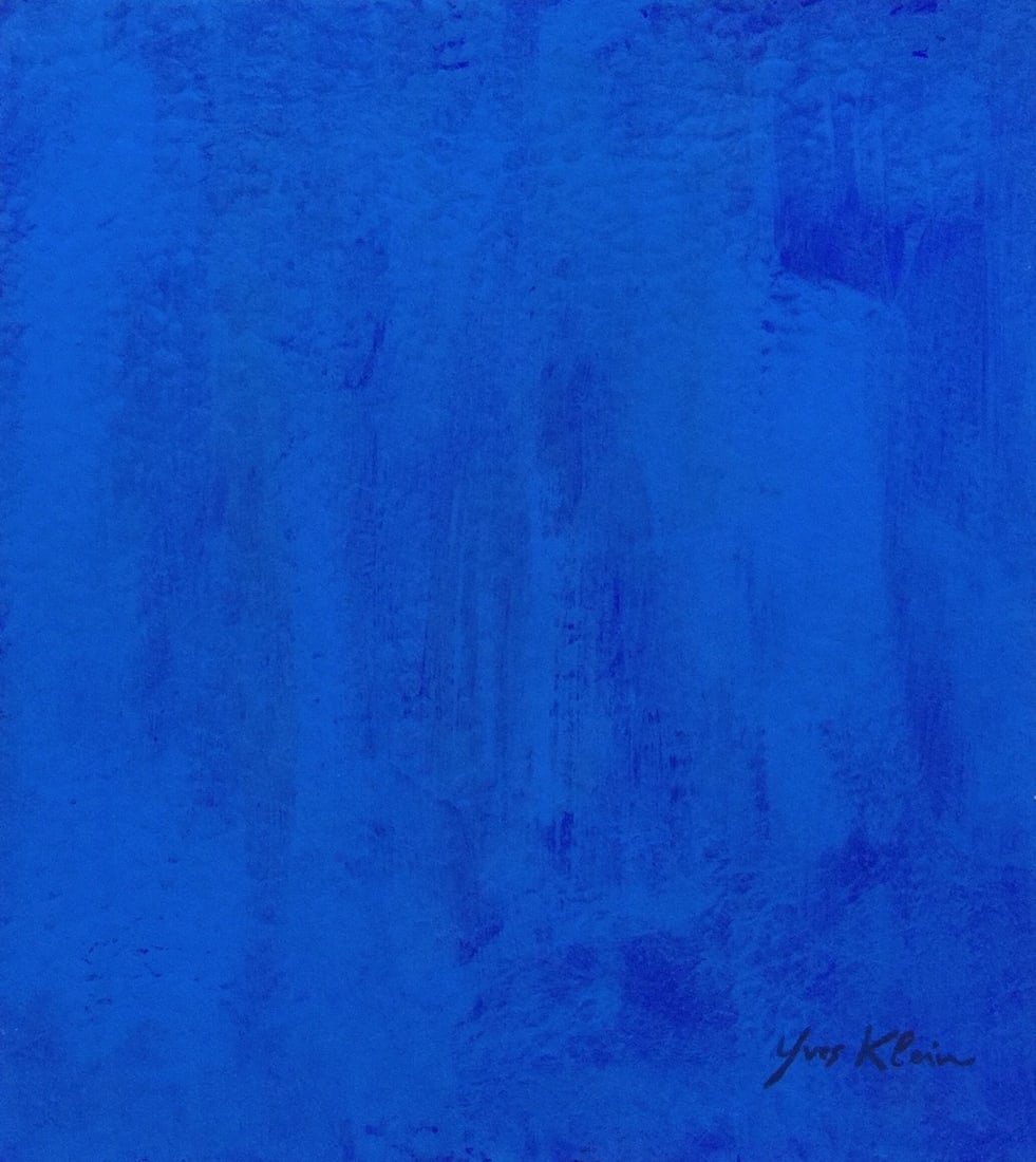 Yves Klein after French Minimalist painting on cardboard blue abstract (1 of 2)
