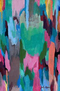 John Opper style of American Abstract acrylic on canvas on c/b: Acrylic on canvas on cardboard, painting. From a private collection. 7,9 x 11,8 in. (20 x 30 cm). John Opper (1908-1994, American). It is being sold in the manner or style of the artist. Abstract comp