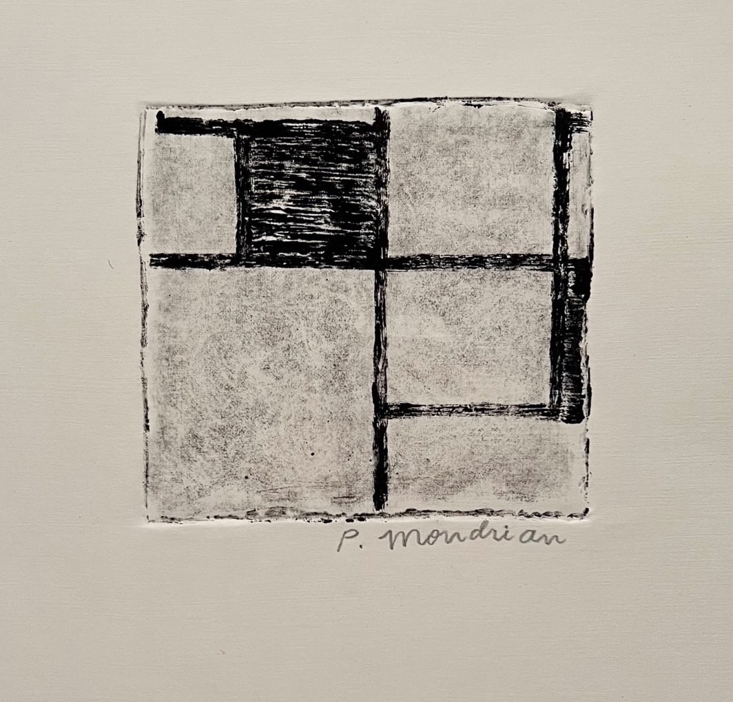 Piet Mondrian linocut etching on paper Dutch Abstract (1 of 2)