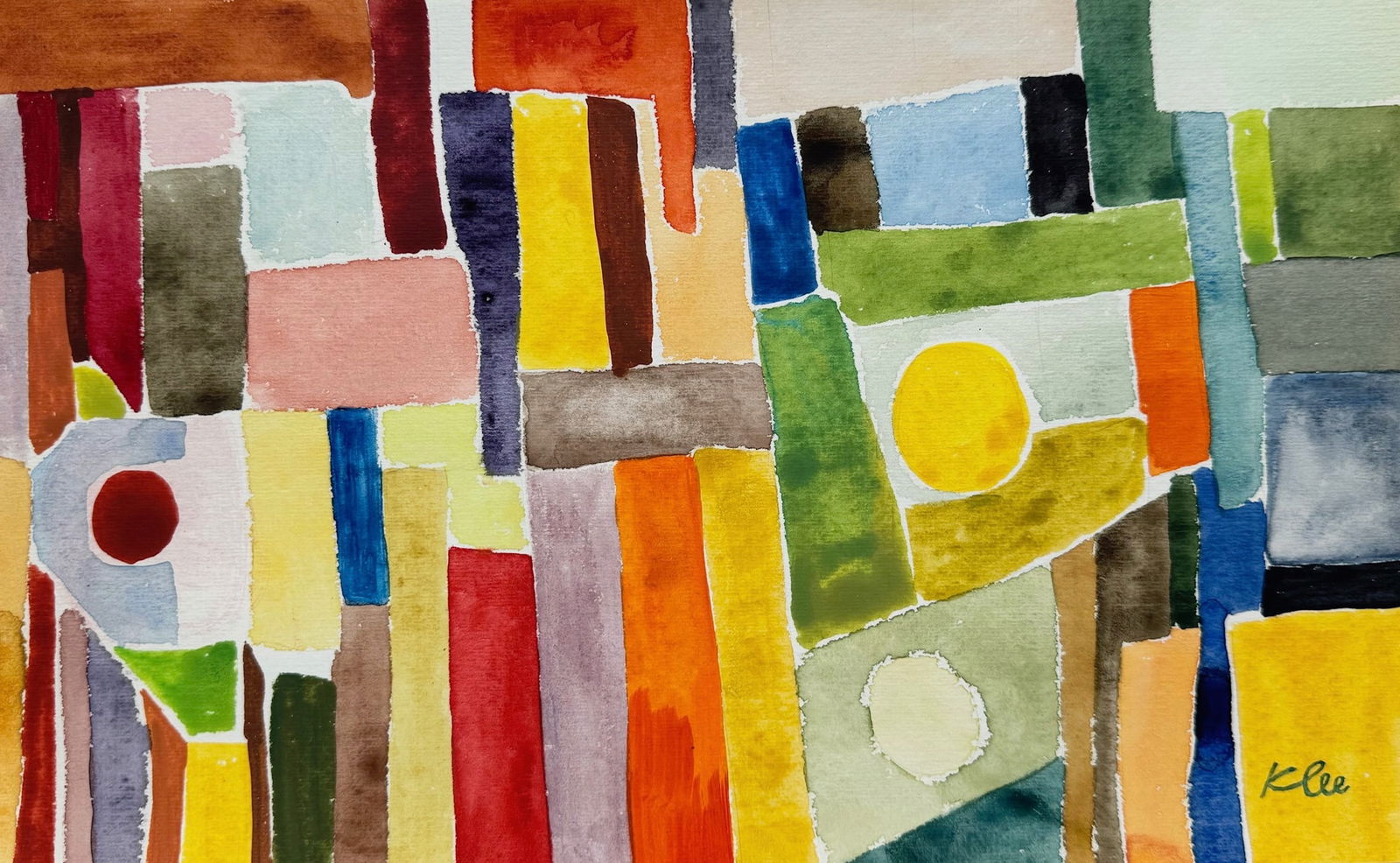 Watercolor on paper Paul Klee after Swiss German Abstract avant garde composition (1 of 2)