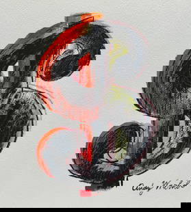 Andy Warhol after American Pop Art mixed media dollar sign: Mixed media on paper. From a private collection. 8,3 x 8,7 in. (21,1 x 22,7 cm). Andy Warhol (1928-1987, American). It is being sold in the manner or style of the artist. Featuring a composition with